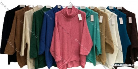 Svetr pletený s rolákem dlouhý rukáv dámský nadrozměr (54/56/58 ONE SIZE) ITALSKÁ MÓDA IMC25537