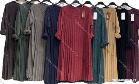 Šaty teplé skladané dlhý rukáv dámske nadrozmer (48/50/52 ONE SIZE) TALIANSKA MÓDA IMC25546