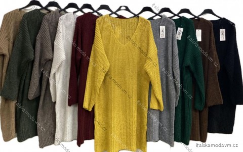 Šaty pletené dlhý rukáv dámske nadrozmer (54/56/58 ONE SIZE) TALIANSKA MÓDA IMC25552