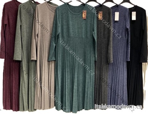 Šaty teplé skladané dlhý rukáv dámske nadrozmer (46/48/50 ONE SIZE) TALIANSKA MÓDA IMC25557