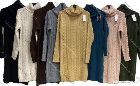 Šaty pletené s rolákom dlhý rukáv dámske nadrozmer (48/50/52 ONE SIZE) TALIANSKA MÓDA IMC25558