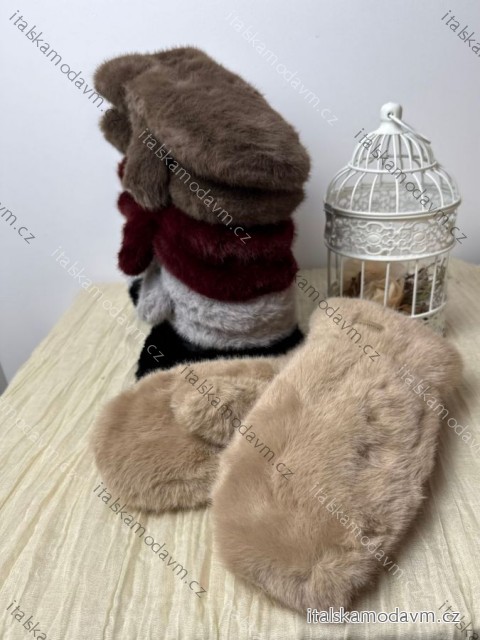 Rukavice palčiaky zimné s kožúškom dámske (ONE SIZE) BEST EMILIE LIS25ST-502/DUR