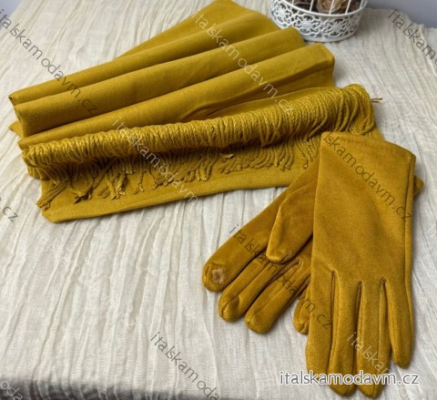 Rukavice zimní s kožíškem  dámské (ONE SIZE) QGJ TREND LIS25001/DUR ONE SIZE žlutá hořčicová