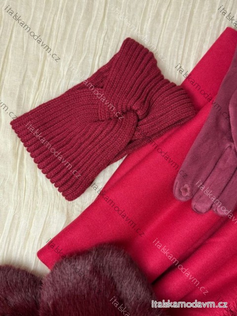 Čelenka pletená zimná dámska (ONE SIZE) BEST EMILIE LIS25BD-350/DUR ONE SIZE vínová