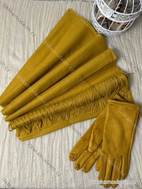 Šál jesenný zimný dámsky (ONE SIZE) QGT TREND LIS25SH-2099/DUR ONE SIZE žltá horčicová