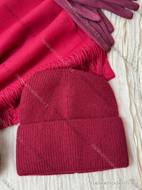 Čepice zimní dámská (ONE SIZE) BEST EMILIE LIS25MZ-538/DUR ONE SIZE vínová