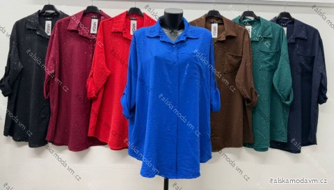 Košeľa klasik trblietavá 3/4 dlhý rukáv dámska nadrozmer (54/56/58 ONE SIZE) TALIANSKA MÓDA IM425798