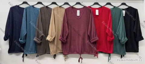 Svetr tenký třpytivý dlouhý rukáv dámský nadrozměr (54/56/58 ONE SIZE) ITALSKÁ MÓDA IM425800