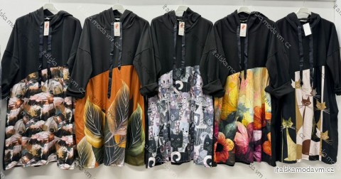 Šaty mikinové dlhý rukáv dámske nadrozmer (54/56/58 ONE SIZE) TALIANSKA MÓDA IM425804