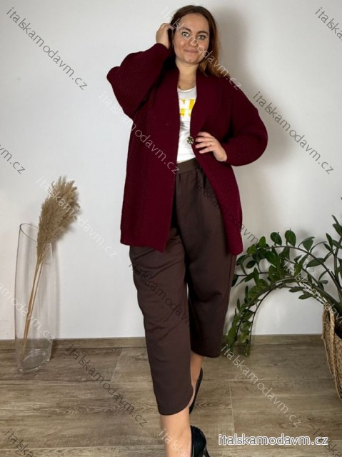 Svetr cardigan pletený na knoflík dámský nadrozměr Ester (50/52/54 ONE SIZE) ITALSKÁ MÓDA IMD25162/DUR