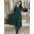 Šaty dlouhé skládané s páskem dlouhý rukáv dámské ZITA (S/M/L ONE SIZE) ITALSKÁ MÓDA IMWAX2510680/DUR S/M/L tmavě smaragdová