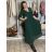 Šaty dlouhé skládané s páskem dlouhý rukáv dámské ZITA (S/M/L ONE SIZE) ITALSKÁ MÓDA IMWAX2510680/DUR S/M/L tmavě smaragdová