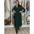Šaty dlouhé skládané s páskem dlouhý rukáv dámské ZITA (S/M/L ONE SIZE) ITALSKÁ MÓDA IMWAX2510680/DUR S/M/L tmavě smaragdová