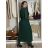 Šaty dlouhé skládané s páskem dlouhý rukáv dámské ZITA (S/M/L ONE SIZE) ITALSKÁ MÓDA IMWAX2510680/DUR S/M/L tmavě smaragdová