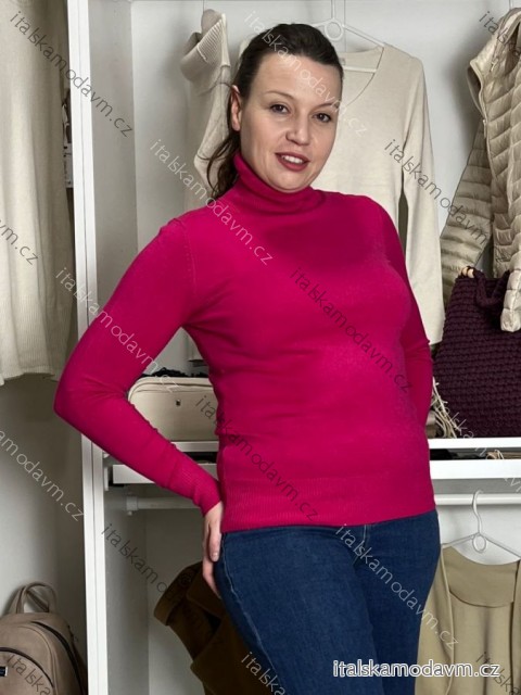 Sveter tenký s rolákom dlhý rukáv dámsky HANNAH (S/M/L ONE SIZE) TALIANSKA MÓDA IMPLP2532030050/DUR S/M/L tmavo ružová