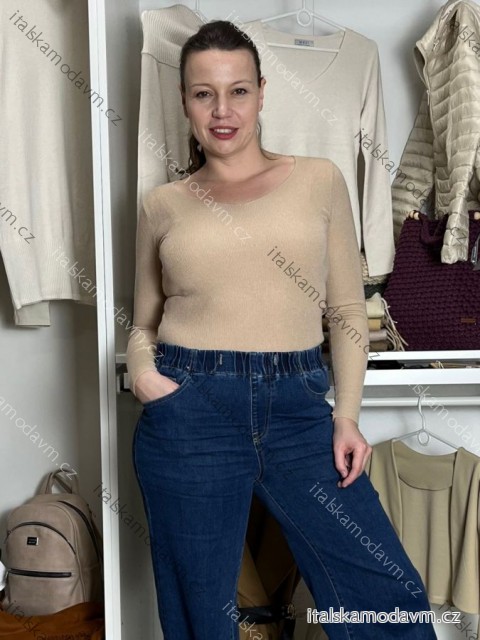 Svetr úpletový dlhý rukáv dámsky MONA (S/M/L) TALIANSKA MODA MB2125CV715-4/DUR S/M/L béžová