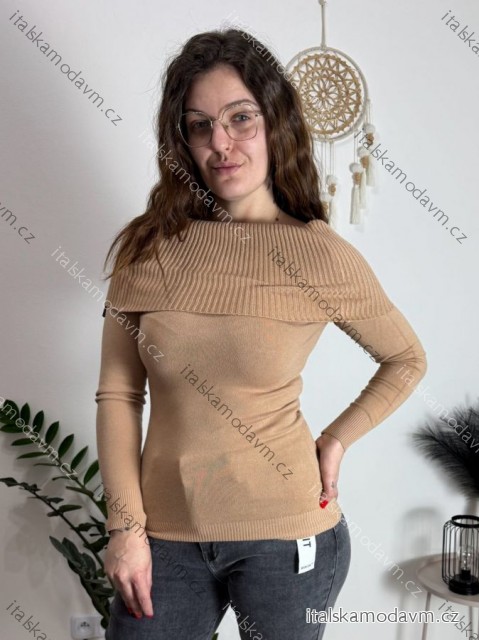 Svetr úpletový rolák dlouhý rukáv dámský (S/M ONE SIZE) ITALSKÁ MÓDA IMM22FD5813/DR camel hnědá S/M