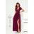 Šaty dlhé spoločenské trblietavé s flitrami krátky rukáv dámske nadrozmer (34-50) POLSKÁ MÓDA PMLWD24GABRIELA8/DR vínová 46