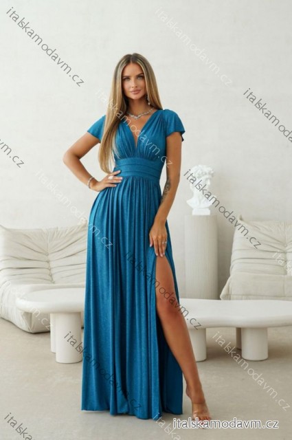 Šaty dlhé spoločenské krátky rukáv dámske nadrozmer (34-50) POLSKÁ MÓDA PMLWD24GABRIELA23/DR