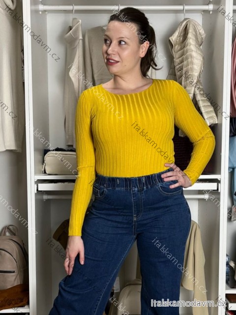 Svetr tenký úpletový dlouhý rukáv dámský (S/M ONE SIZE) EXTRA ME ITALSKÁ MÓDA IMM225812