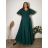 Šaty dlouhé společenské krátký rukáv dámské nadrozměr BELLA (44/46/48 ONE SIZE) ITALSKÁ MÓDA IMC25524/DUR 44/46/48 zelená smaragdová
