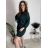 Šaty krátke teplé dlhý rukáv dámske (S/M/L ONE SIZE) TALIANSKA MÓDA IMD25225/DUR zelená smaragdová S/M/L