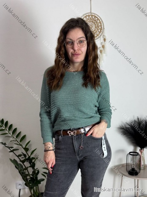 Sveter pletený dlhý netopierí rukáv dámsky (UNI SL) TURECKÁ MÓDA TM922STAR/DR