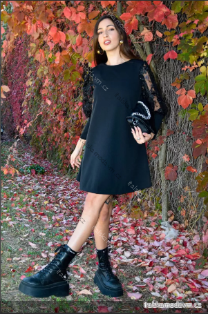 Šaty elegantný dlhý rukáv dámske (S/M ONE SIZE) TALIANSKA MÓDA IMPLI2520582