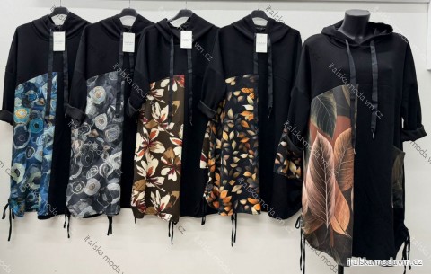Šaty mikinové voľnočasové dlhý rukáv dámske nadrozmer (54/56/58 ONE SIZE) TALIANSKA MÓDA IM425814