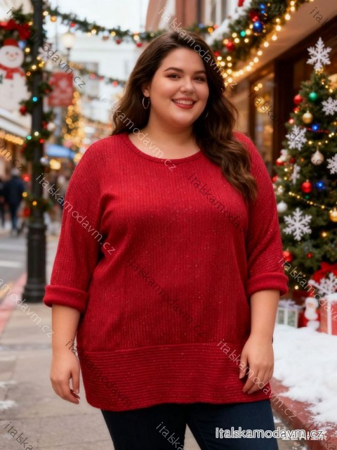 Tričko teplé 3/4 dlhý rukáv dámske nadrozmer (54/56/58 ONE SIZE) TALIANSKA MÓDA IM425819