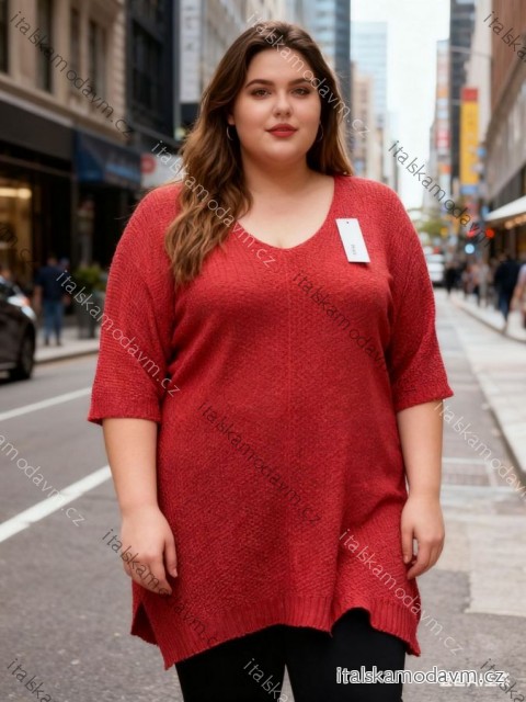 Sveter tenký dlhý rukáv dámsky nadrozmer (54/56/58 ONE SIZE) TALIANSKA MÓDA IM425820