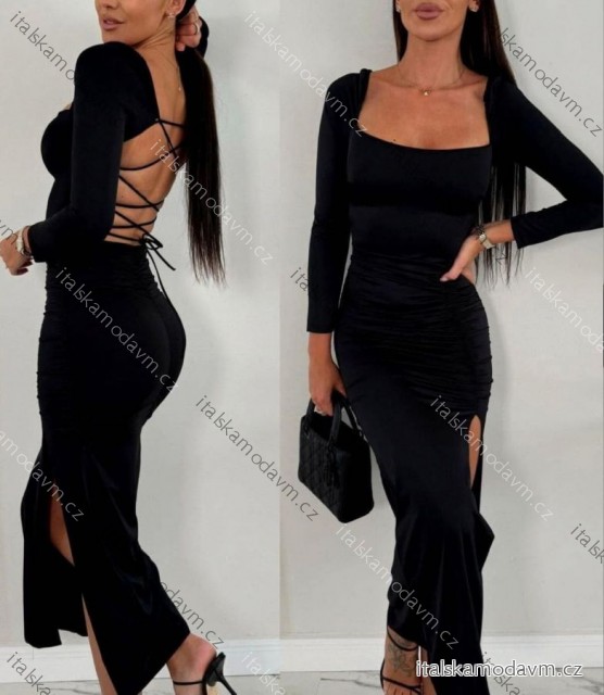 Šaty spoločenské elegantný dlhý rukáv dámske (XS/S/M ONE SIZE) TALIANSKA MÓDA IMM25M30244
