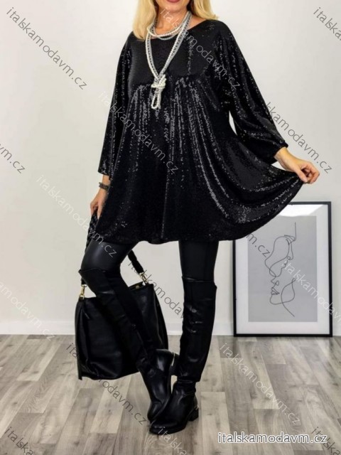 Šaty spoločenské elegantné trblietavé dlhý rukáv dámske (S/M/L ONE SIZE) TALIANSKA MÓDA IMM25M271