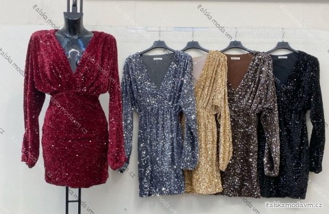 Šaty spoločenské elegantné trblietavé dlhý rukáv dámske (XS/S/M ONE SIZE) TALIANSKA MÓDA IMM25M26196
