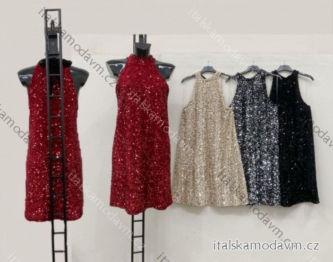 Šaty spoločenské elegantné trblietavé bez rukávov dámske (XS/S/M ONE SIZE) TALIANSKA MÓDA IMM25M24711