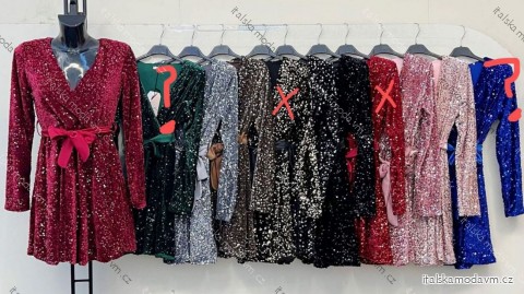 Šaty spoločenské elegantné trblietavé dlhý rukáv dámske (XS/S/M ONE SIZE) TALIANSKA MÓDA IMM25M26139