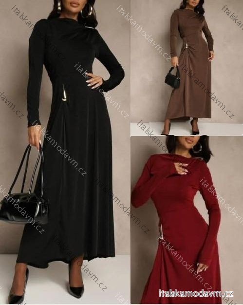 Šaty spoločenské elegantný dlhý rukáv dámske (XS/S/M ONE SIZE) TALIANSKA MÓDA IMM25M44608