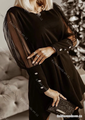 Šaty elegantný dlhý rukáv dámske (S/M ONE SIZE) TALIANSKA MÓDA IMPLI2520582B