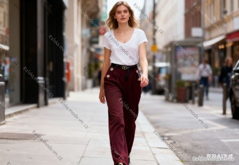 Nohavice voľnočasové s opaskom dámske nadrozmer (44/46/48 ONE SIZE) TALIANSKA MÓDA IM425823