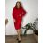 Šaty elegantné dlouhý rukáv dámske nadrozměr STAR (42/44/46 ONE SIZE) TALIANSKA MóDA IM425772/DUR  červená