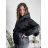 Bunda dlouhý rukáv dámská (S/M/L ONE SIZE) ITALSKÁ MÓDA IMPOZ25SM-3276/DU Černá S/M/L