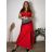 Šaty elegantní dlouhé bez rukávu dámské SARA (M/L/XL ONE SIZE) ITALSKá MóDA IM4251146/DUR M/L/XL červená