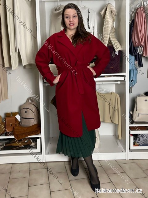Kabát flaušový  oversize teplý dlouhý rukáv dámský (M/L/XL ONE SIZE) ITALSKÁ MÓDA IMD25260/DU M/L/XL vínová