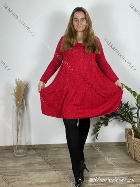 Šaty teplé dlhý rukáv dámske nadrozmer (52/54/56 ONE SIZE) TALIANSKA MÓDA IM425807