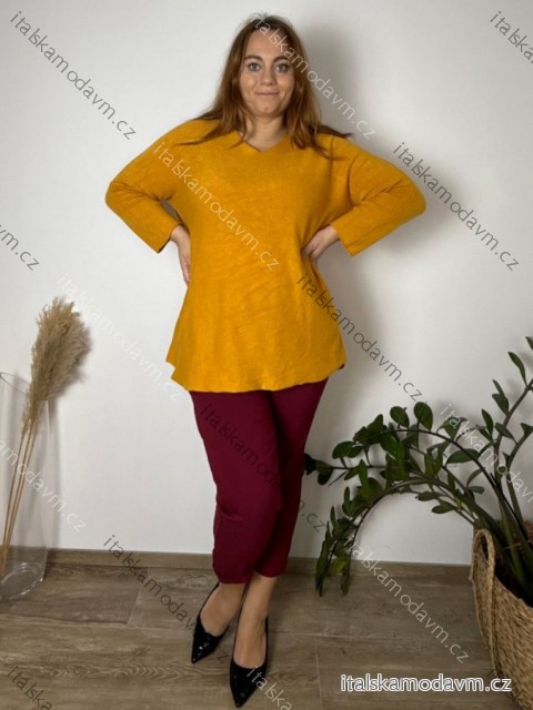 Sveter úpletový dlhý rukáv dámsky nadrozmer (54/56/58 ONE SIZE) TALIANSKA MÓDA IMC25366