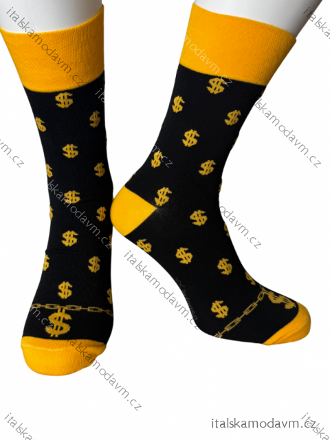 Ponožky veselé obrázkové slabé pánske money (41-43,44-46) POĽSKÁ MODA DPP250829/DR