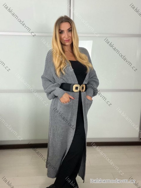 Cardigan dlhý pletený dlhý rukáv dámsky (S/M/L ONE SIZE) TALIANSKA MÓDA IMPLI258091/DU
