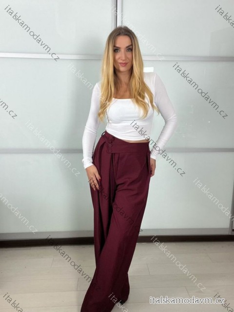 Kalhoty elegantní dámské (S/M/L ONE SIZE) ITALSKÁ MÓDA IMM25M18172/DU -   vínová -   S/M/L