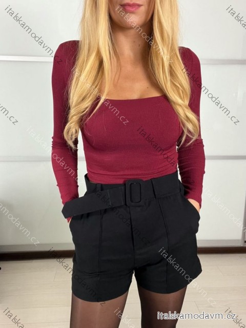 Kraťasy šortky letní elegantní s páskem dámské (S-2XL) ITALSKÁ MÓDA IMM22MY16061/DU -   čierna
 -   S