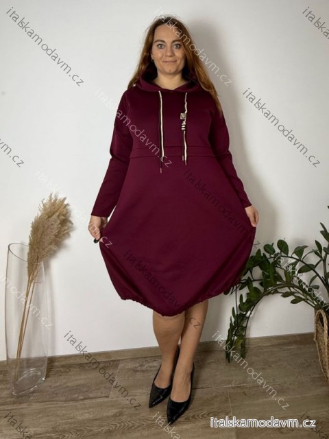 Šaty teplé dlhý rukáv dámske nadrozmer DITA (50/52/54 ONE SIZE) TALIANSKA MÓDA IM425668